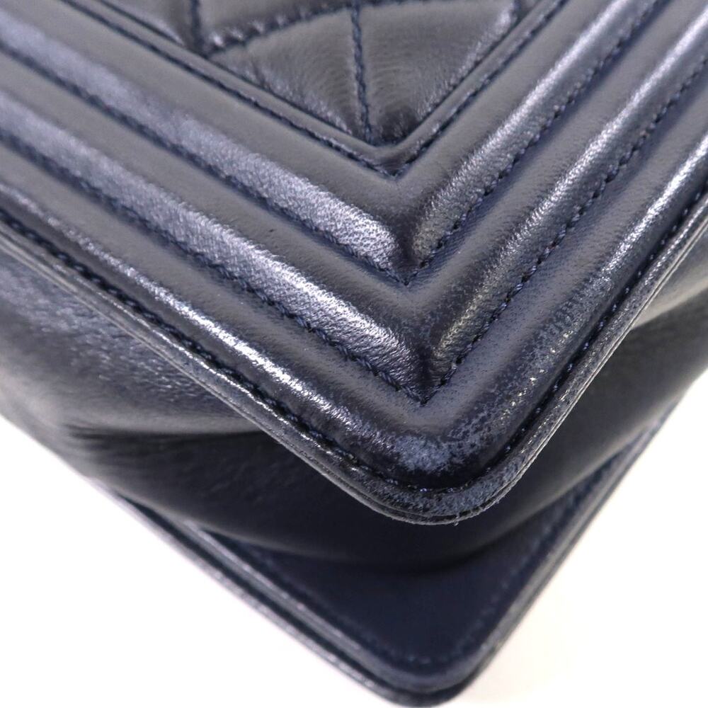 💎✨BEAUTIFUL✨💎Authentic CHANEL CC Boy Chain Shoulder Bag Dark Blue - Picture 14 of 16